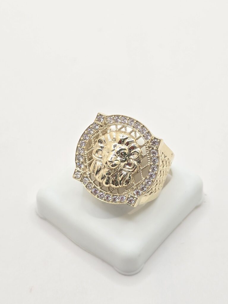 10K LION FACE RING WITH NET BACKGROUND – 10 – JY Jewelry Wholesale