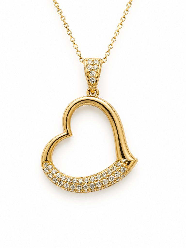 10K CZ DETAILS ELEGANT HEART SILHOUETTE PENDANT – JY Jewelry Wholesale