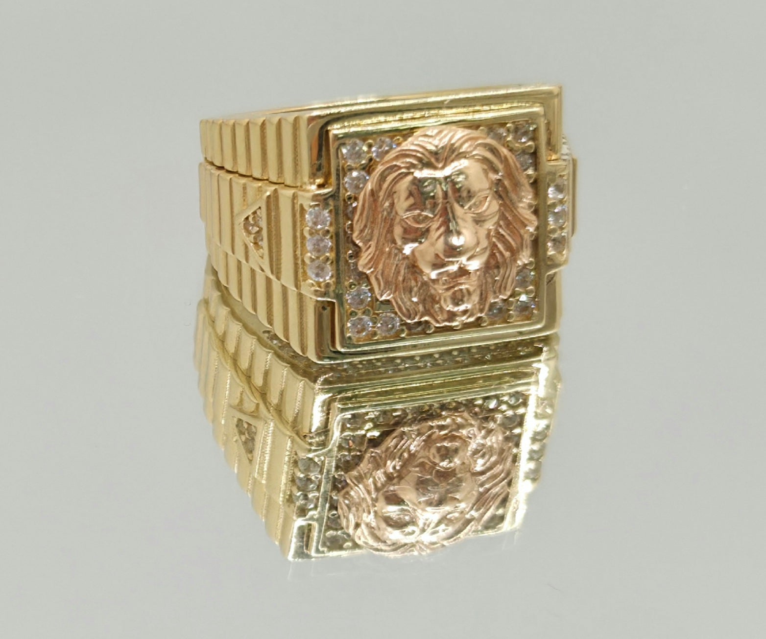 14K CZ LION SQUARE RING – 11 – JY Jewelry Wholesale