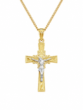 10K TWO TONE CHRIST ON CROSS PENDANT – SMALL – JY Jewelry Wholesale