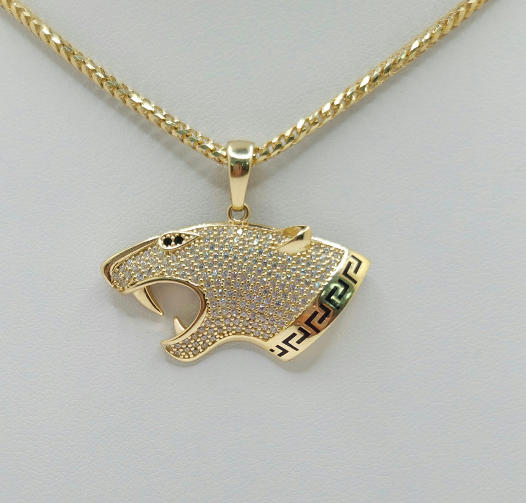 14K CZ GREEK DETAIL TIGER FACE PENDANT – JY Jewelry Wholesale