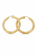 10K TWISTED & SATIN CUBAN STYLE HOOPS EARRINGS – 4MM X 37.5MM – JY Jewelry Wholesale