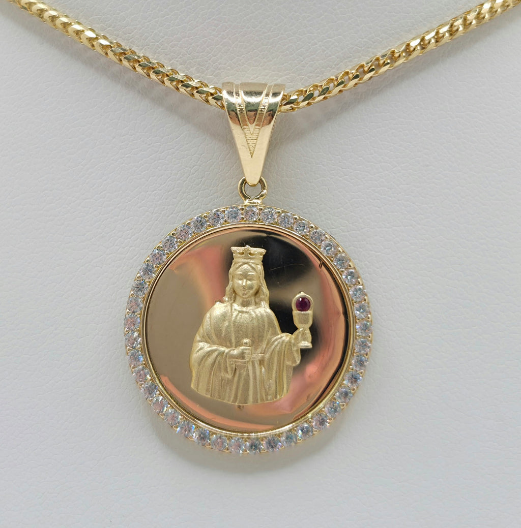 14K CZ ROUND SANTA BARBARA PENDANT – JY Jewelry Wholesale