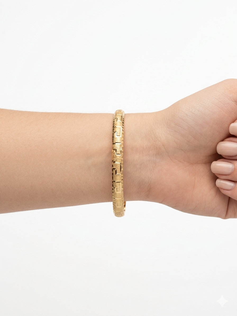 10K GREEK STYLE BANGLE – 6MM – JY Jewelry Wholesale