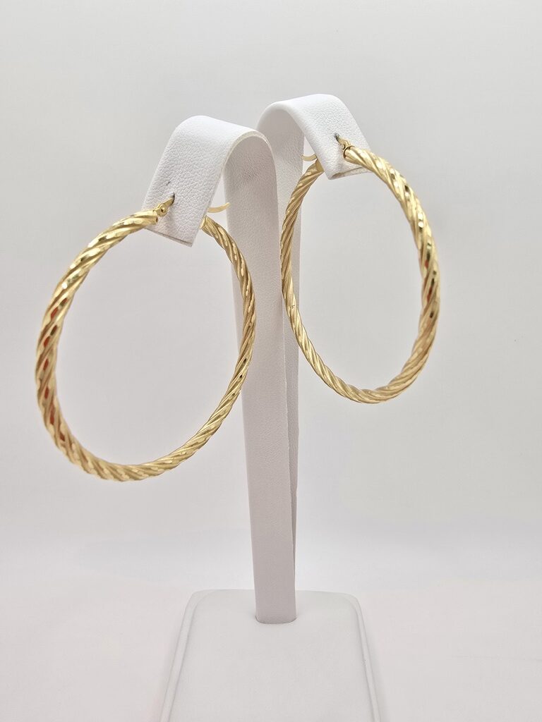 10K ELEGANT DESING TWISTED HOOPS EARRINGS – 5 3MM – JY Jewelry Wholesale