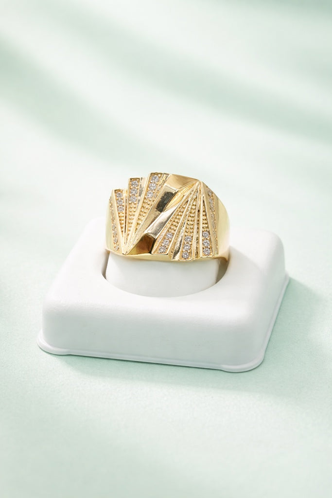 10K CZ MODERN EXAGONAL RING – 8-10 – JY Jewelry Wholesale