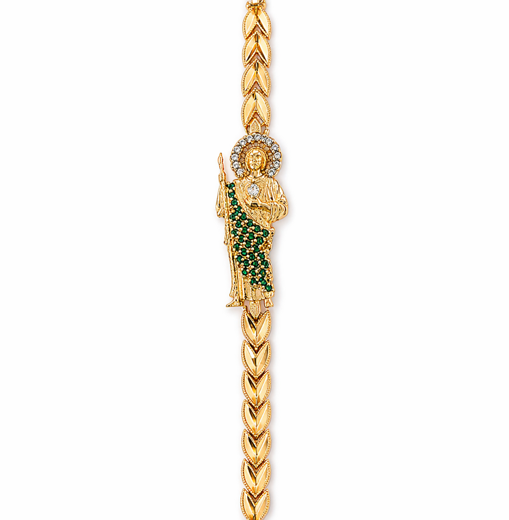 10K LEAVES STYLE SAN JUDAS BRACELET – 7" – JY Jewelry Wholesale