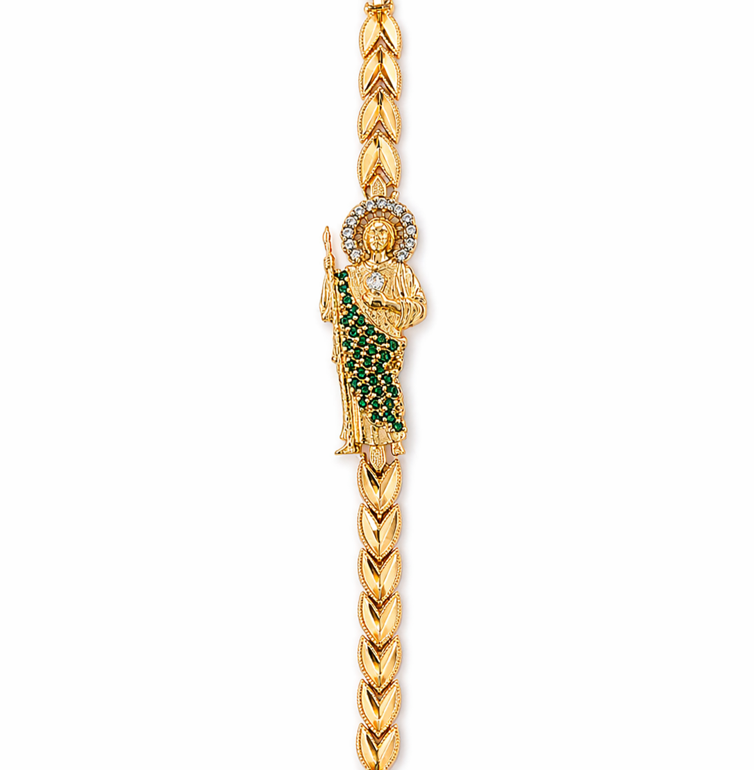 10K LEAVES STYLE SAN JUDAS BRACELET – 7" – JY Jewelry Wholesale