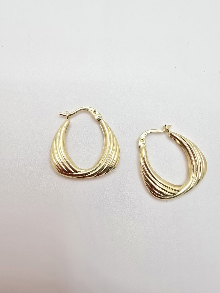 14K GEOMETRIC RIBBED HOOPS EARRINGS – JY Jewelry Wholesale