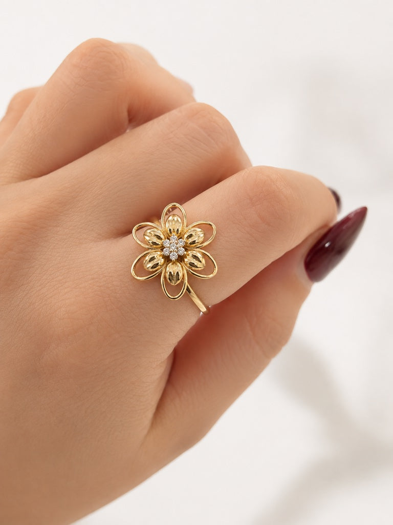 14K ELEGANT FLOWER SILHOUETTE WOMAN'S RING – 8 – JY Jewelry Wholesale