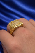 10K MODERN CHAIN AND GREEKI DETAILS SQUARE WOMAN'S RING – 8 – JY Jewelry Wholesale