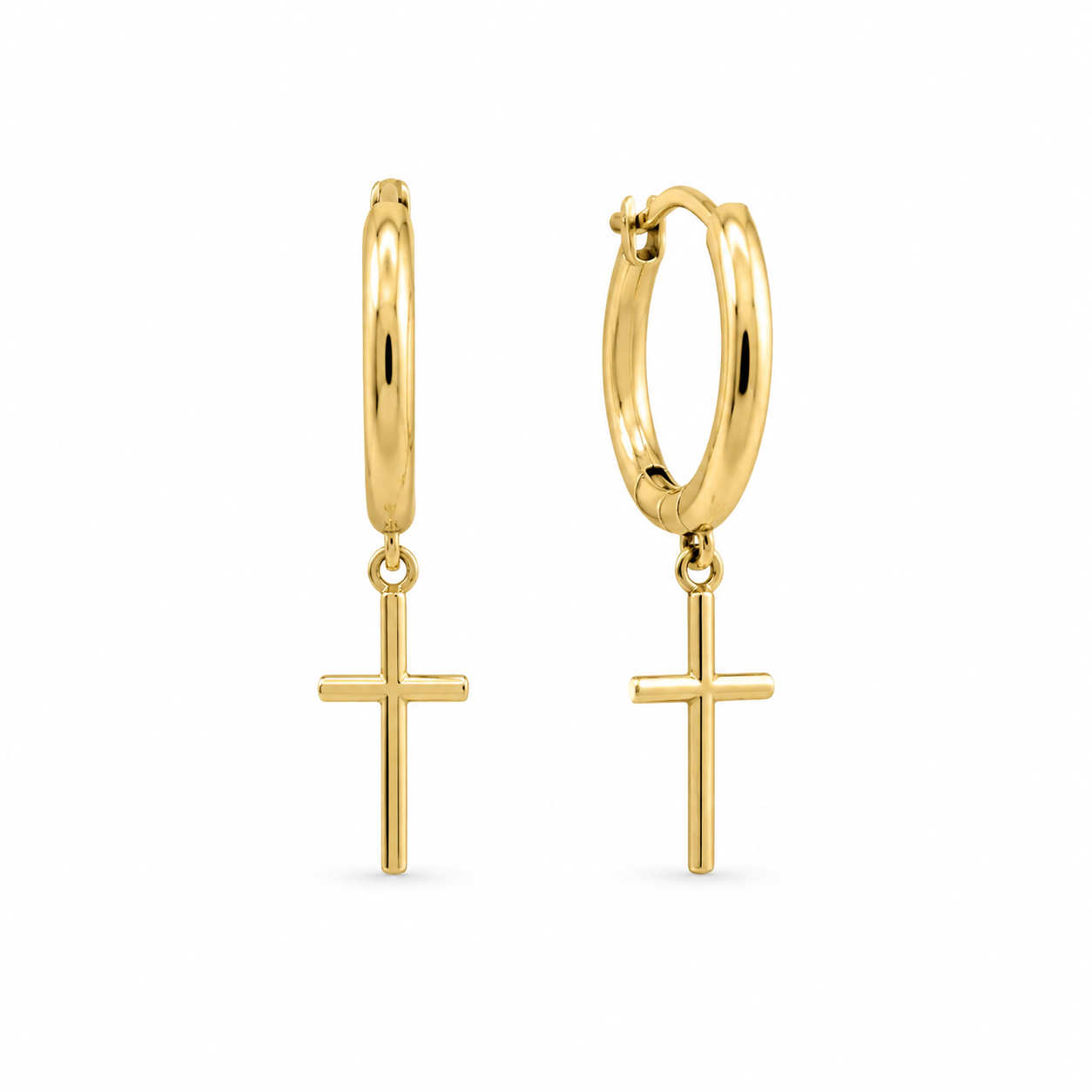 14K HOOP CROOS EARRINGS – S – JY Jewelry Wholesale