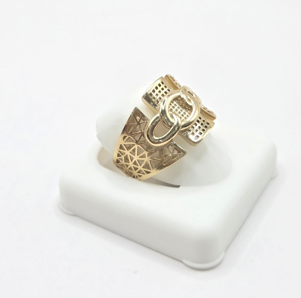 10K FANCY SILHOUETTES BACK DESIGN CHAIN DETAIL CENTER RING – 8-9 – JY Jewelry Wholesale