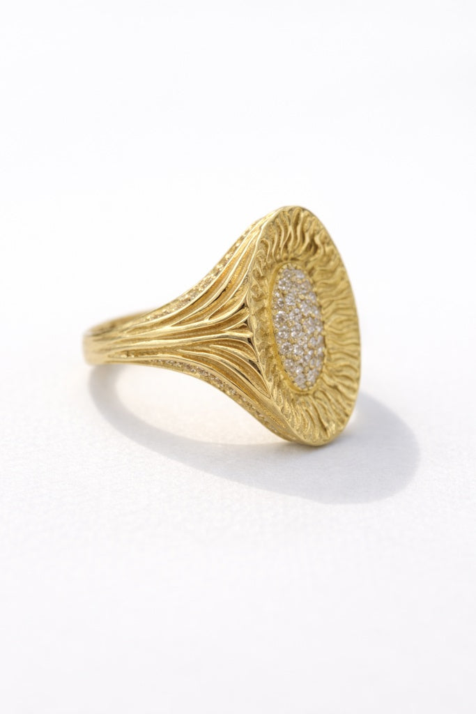 14K VINTAGE ALMOND CZ DETAILS RING – 8 – JY Jewelry Wholesale