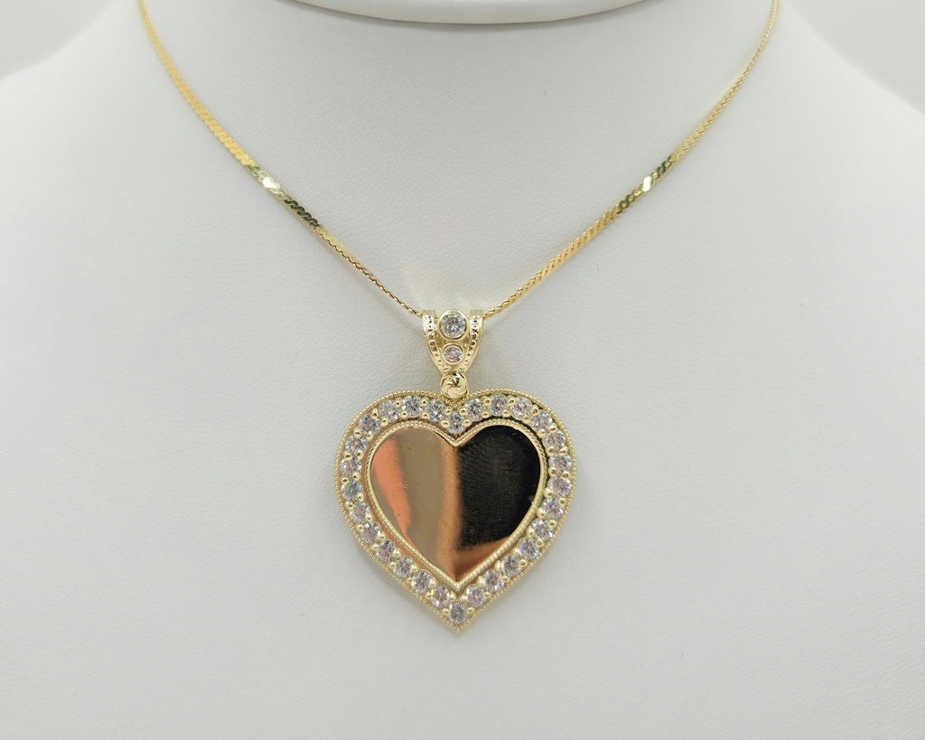 10K CZ FRAME SMALL HEART MEMORIAL PENDANT – 29.5mm X 29.5mm – JY Jewelry Wholesale