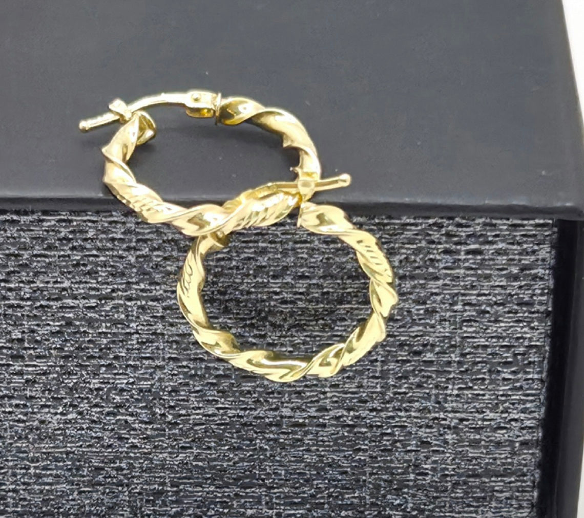 10K ROPE STYLE HOOPS EARRINGS – 2 3MM – JY Jewelry Wholesale