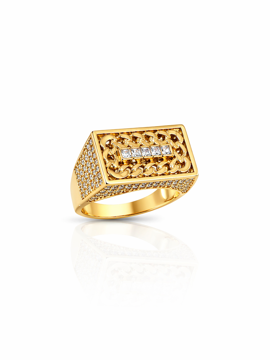 10K RECTANGULAR CZ DETAIL CHAIN FRAME MAN'S RING – 11.5 – JY Jewelry Wholesale