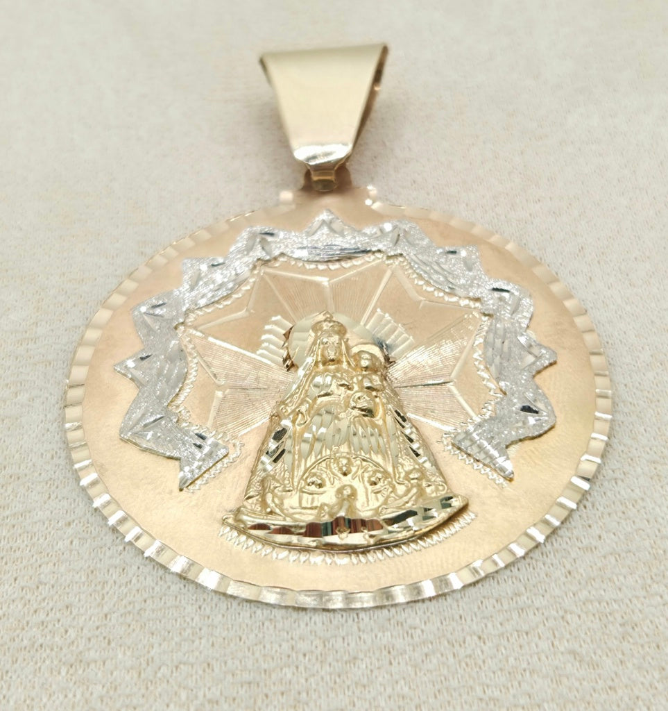 14K Yellow Gold Caridad del Cobre Round Medallion – 51.25 mm – JY Jewelry Wholesale