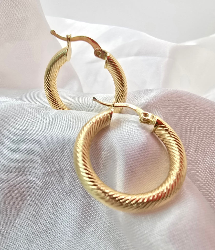 14K TWISTED ROPE HOOPS EARRINGS – 2 – JY Jewelry Wholesale