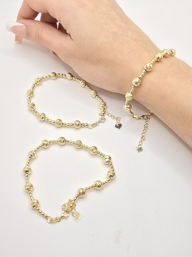 10K YELLOW GOLD SMALL BEAD DIAMOND CUT BRACELET – 7" – JY Jewelry Wholesale