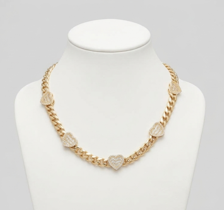 14K HEARTS NECKLACE WOMAN – 18" 7.5MM – JY Jewelry Wholesale
