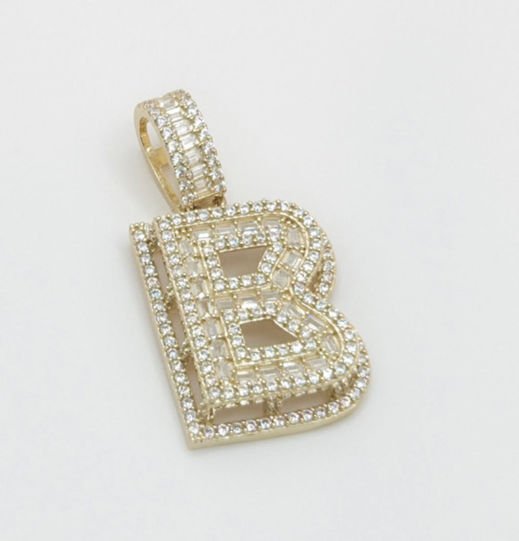 10K MEDIUM CZ "B" LETTER PENDANT – JY Jewelry Wholesale