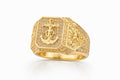 14K CZ BACKGROUND ANCHOR RING WITH GREEK FRAME – 12 – JY Jewelry Wholesale