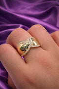 10K MODERN LEAF DESIGN CZ FRAME RING – 8-8.5 – JY Jewelry Wholesale