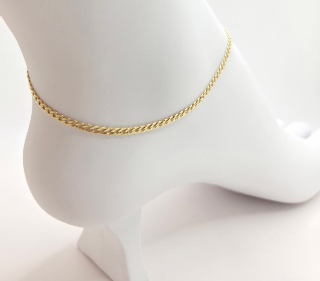 10K HOLLOW CUBAN CURB FLAT ANKLET BRACELET – 2.5MM 10" – JY Jewelry Wholesale