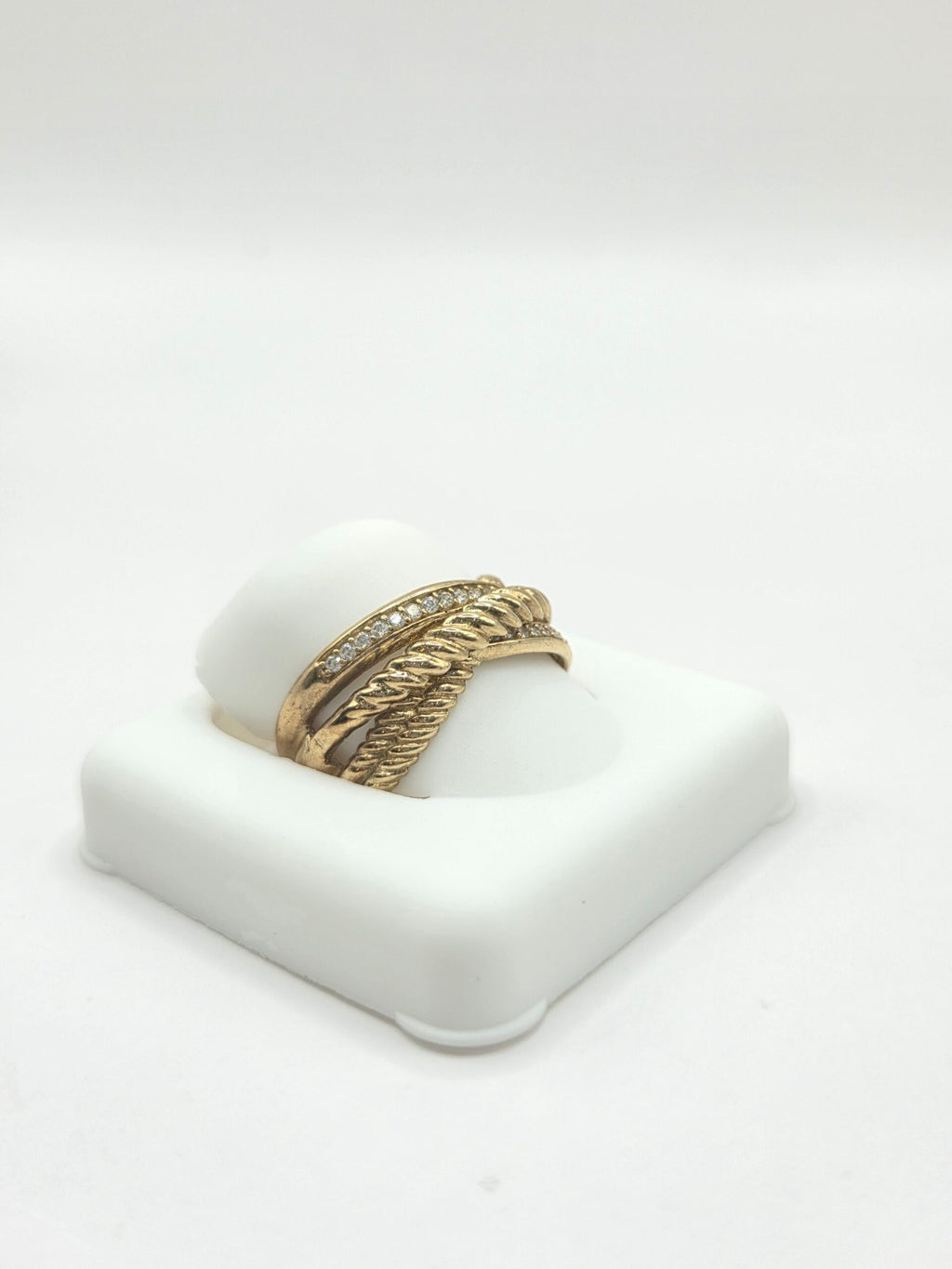 10K BRAIDED ROPE CZ DETAIL RING – 7 – JY Jewelry Wholesale