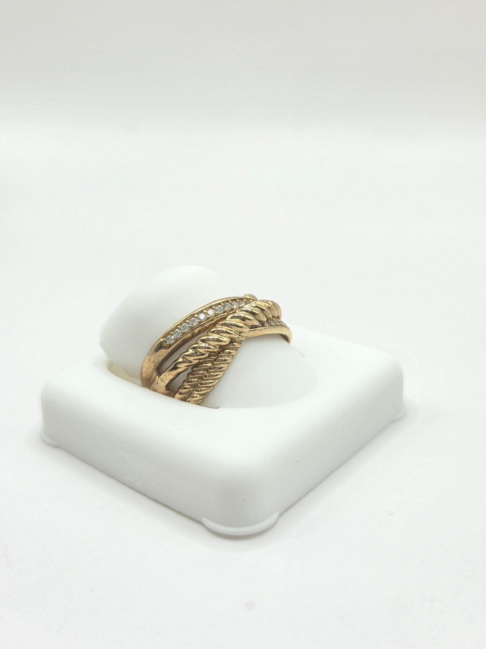10K BRAIDED ROPE CZ DETAIL RING – 7 – JY Jewelry Wholesale
