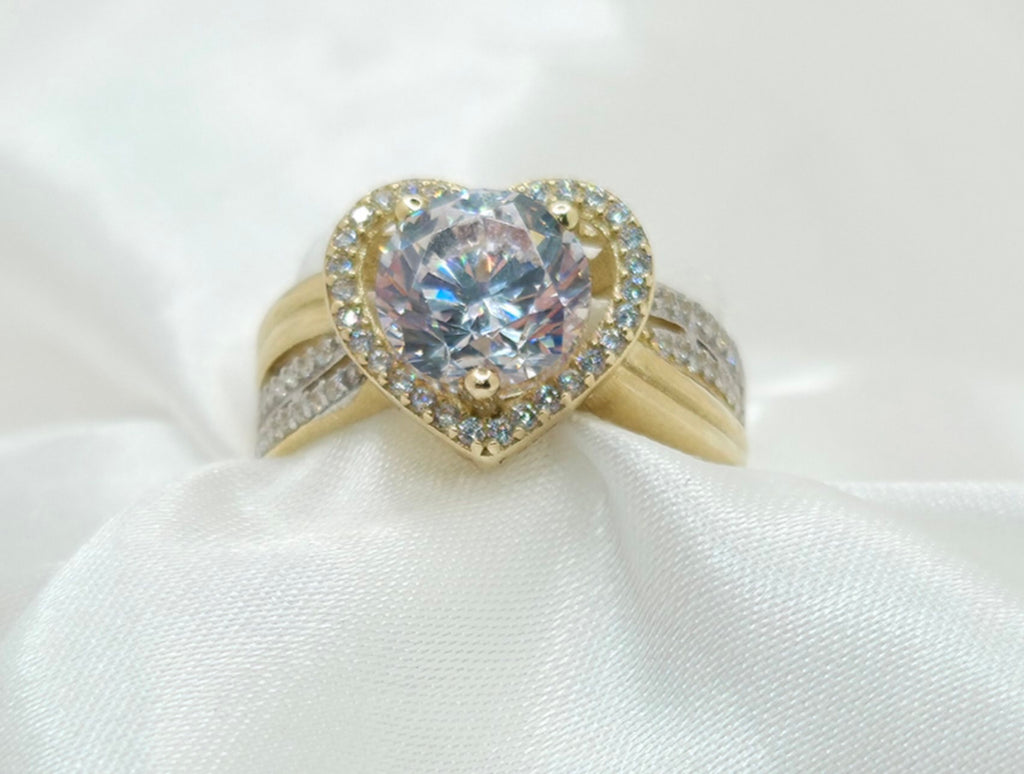 10K CZ HEART WITH ROUND STONE INSIDE RING – 8 – JY Jewelry Wholesale