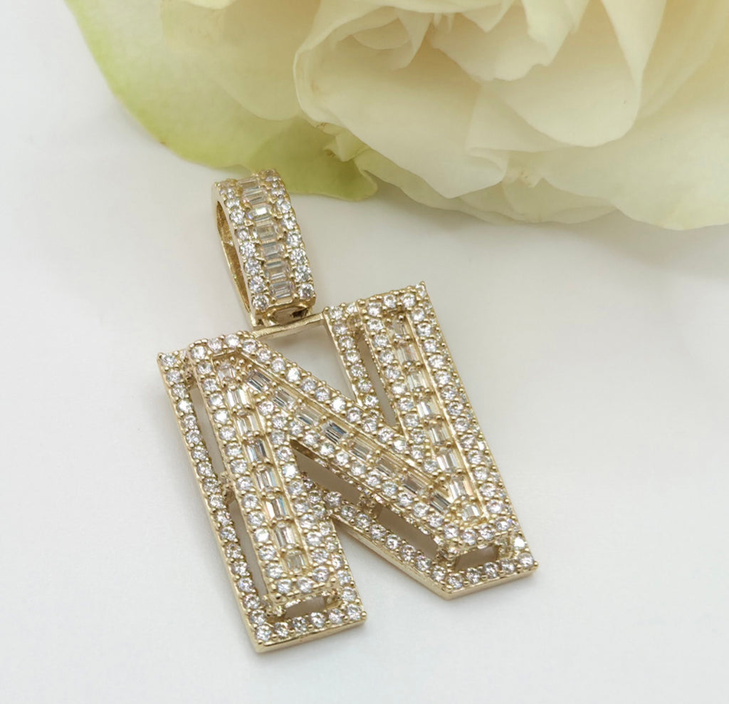 10K MEDIUM CZ "N" LETTER PENDANT – JY Jewelry Wholesale
