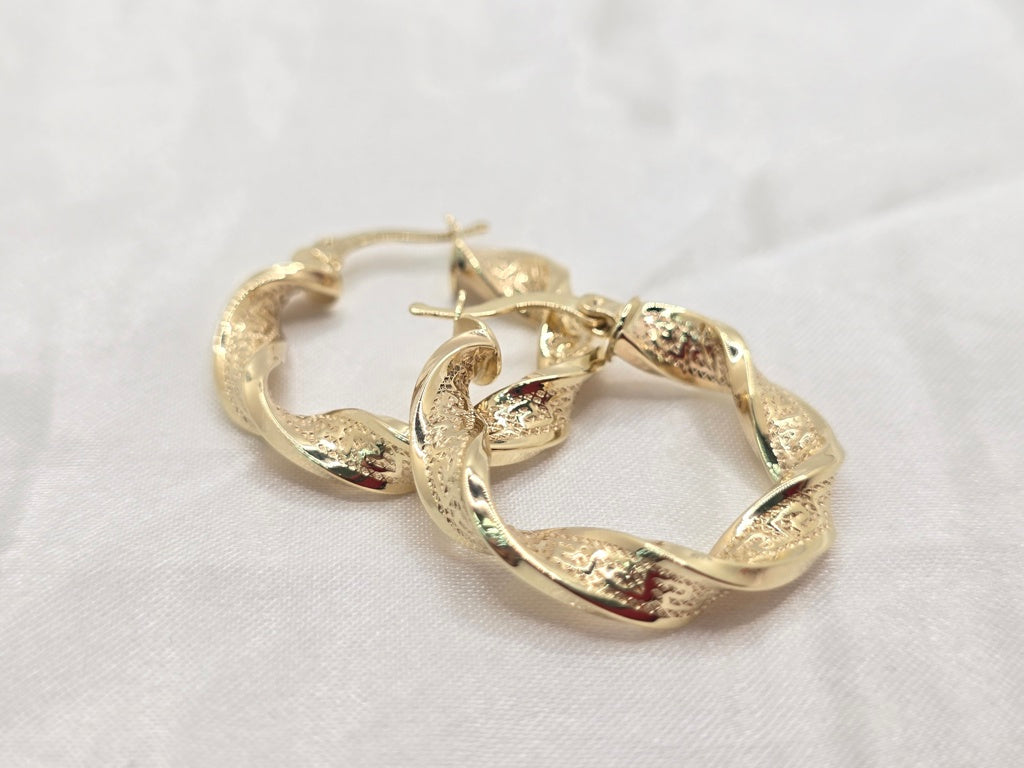 10K GREEK DESING CROOKED HOOPS EARRINGS – 2 – JY Jewelry Wholesale