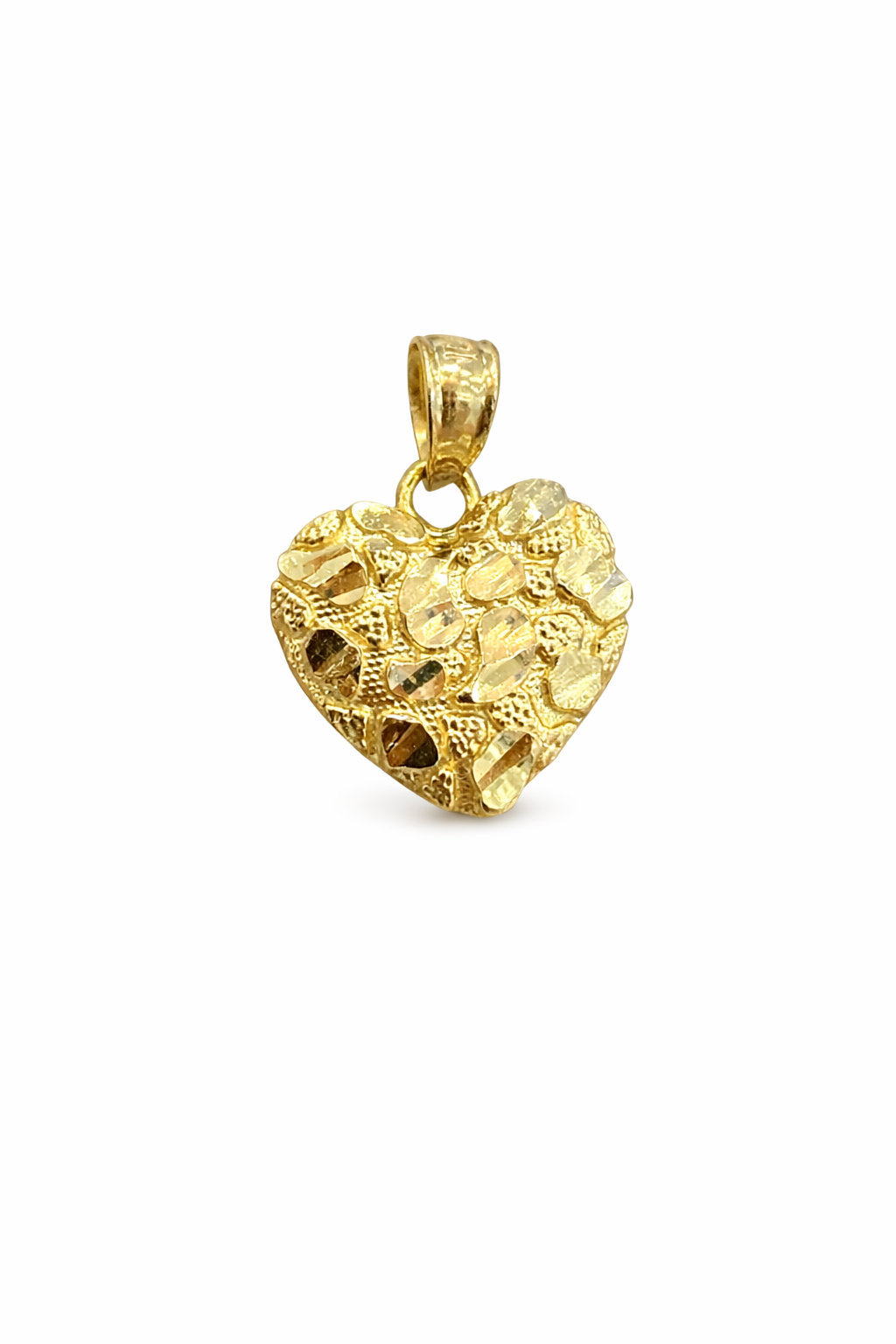 10K SMALL NUGGETS HEART PENDANT – SMALL – JY Jewelry Wholesale