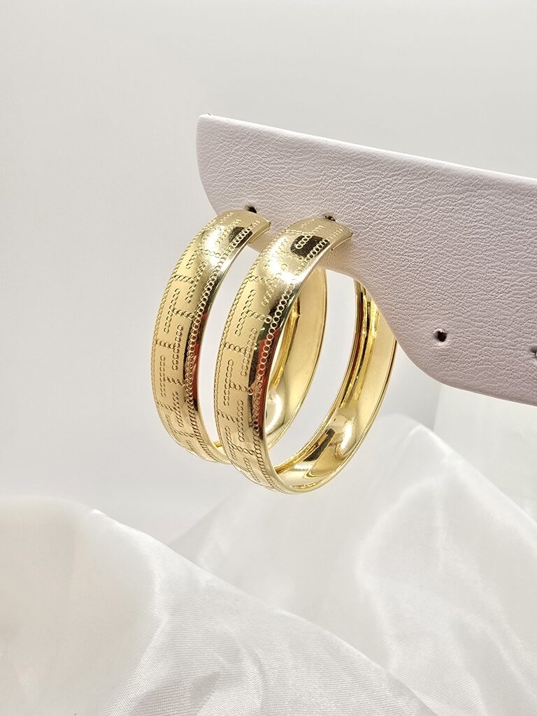 14K LARGE GREEK DESING HOOPS EARRINGS – JY Jewelry Wholesale