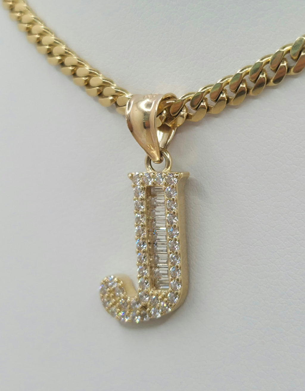 14K cz letter J pendant – 11.5x17.7mm – JY Jewelry Wholesale