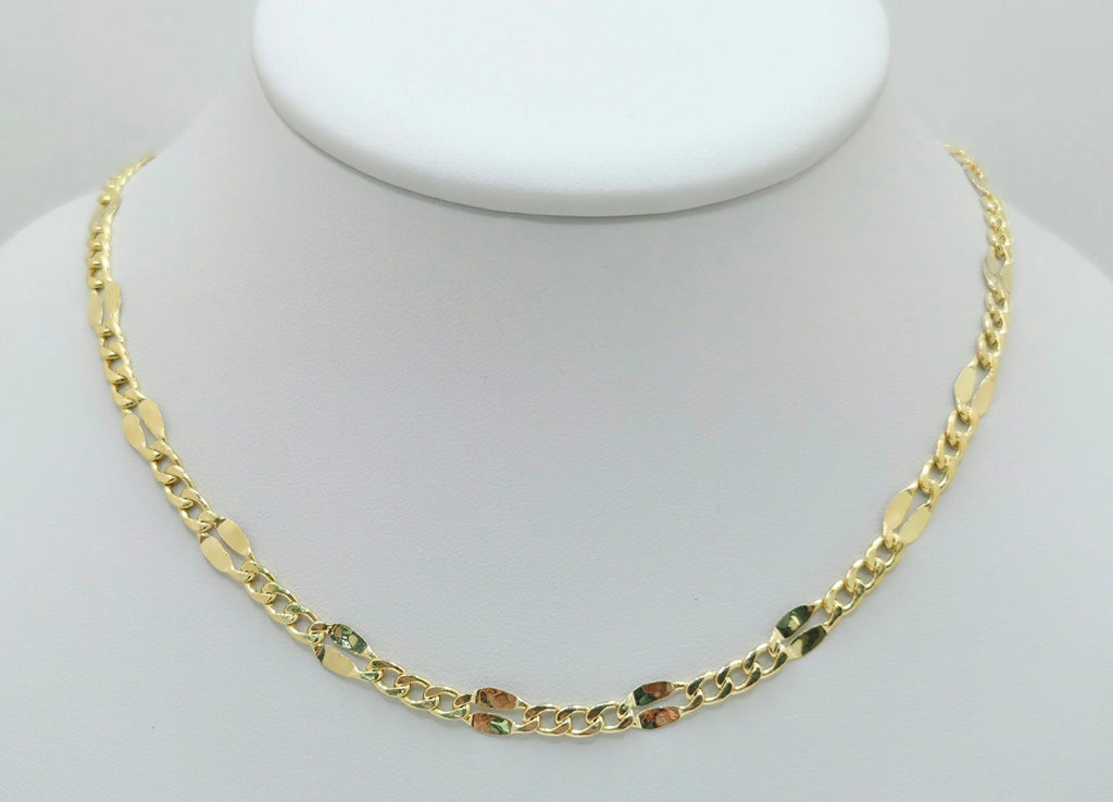 10K HOLLOW MIRRIOR CURB CHAIN – 24" 4MM – JY Jewelry Wholesale
