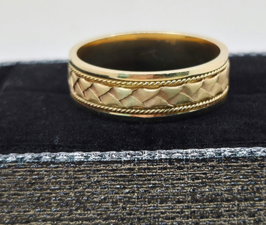 14K BRAIDED DESIGN ENGAGEMENT MAN'S RING – 13 6MM – JY Jewelry Wholesale
