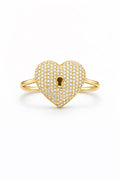14K CZ HEART PADLOCK RING – 7 – JY Jewelry Wholesale