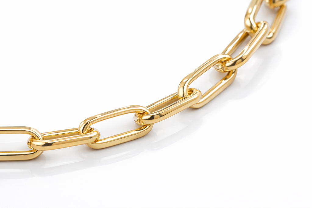 14K MODERN PAPER CLIP NECKLACE – 18" 5MM – JY Jewelry Wholesale