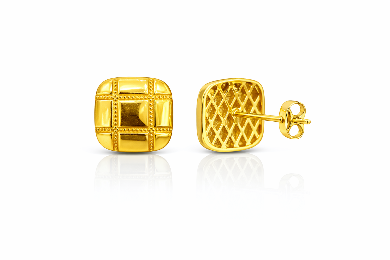 14K ELEGANT SQUARES DESIGN CZ AROUND EARRINGS – JY Jewelry Wholesale