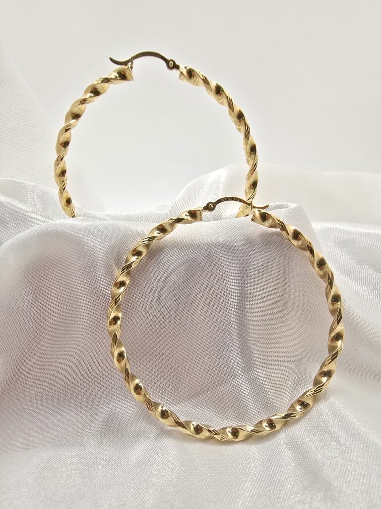 10K ROPE DESIGN TWISTED HOOPS EARRINGS – 3MM – JY Jewelry Wholesale