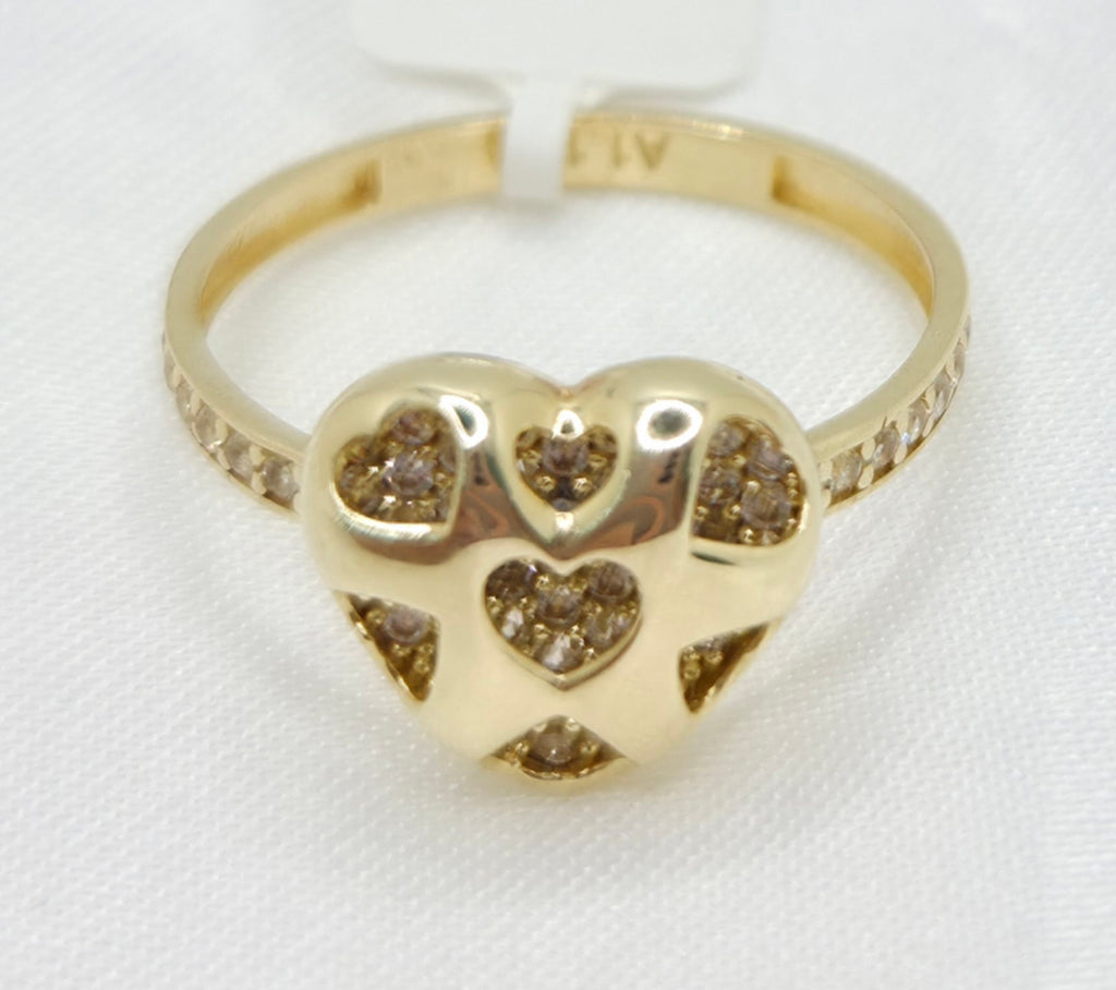 10K SMALLS HEARTS CZ BACKGROUND RING – 7 – JY Jewelry Wholesale