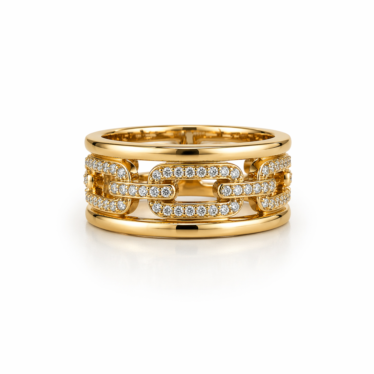 10K CLASSIC CHAIN ??STYLE RING WITH ZIRCONIA IN THE CENTER – 7 – JY Jewelry Wholesale