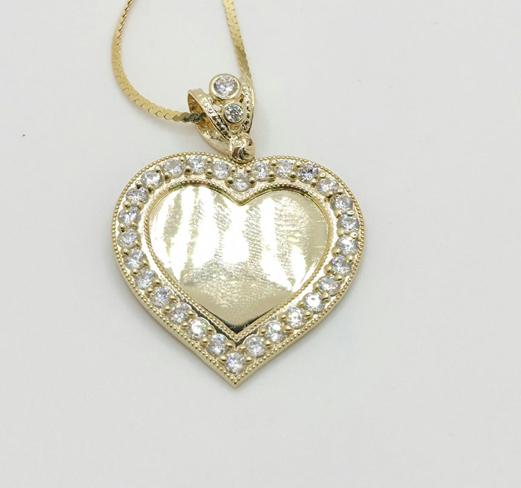 10K CZ FRAME SMALL HEART MEMORIAL PENDANT – 29.5mm X 29.5mm – JY Jewelry Wholesale