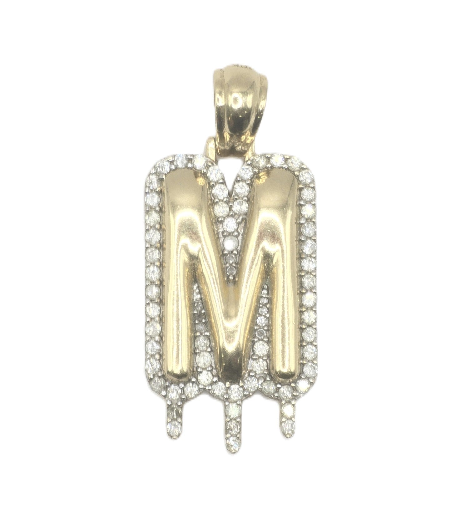 10K NATURAL DIAMOND LETTER ''M'' PENDANT – 34X15MM – JY Jewelry Wholesale