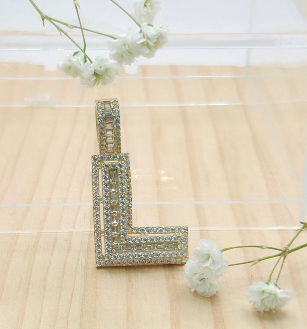 10K SMALL CZ "L" LETTER PENDANT – JY Jewelry Wholesale