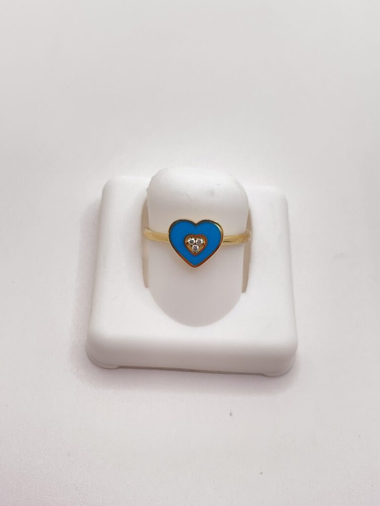 10K SMALL BLUE HEART RING – 7 – JY Jewelry Wholesale