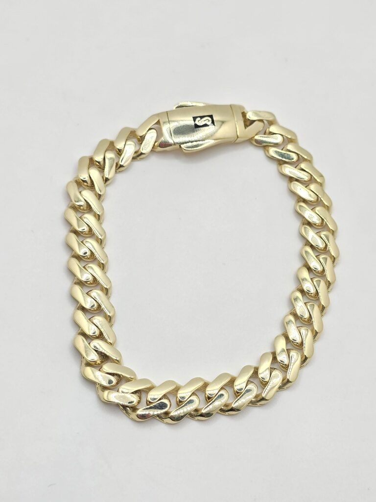10K CERTIFIED PLAIN MONACO BRACELET – 8" 8MM – JY Jewelry Wholesale